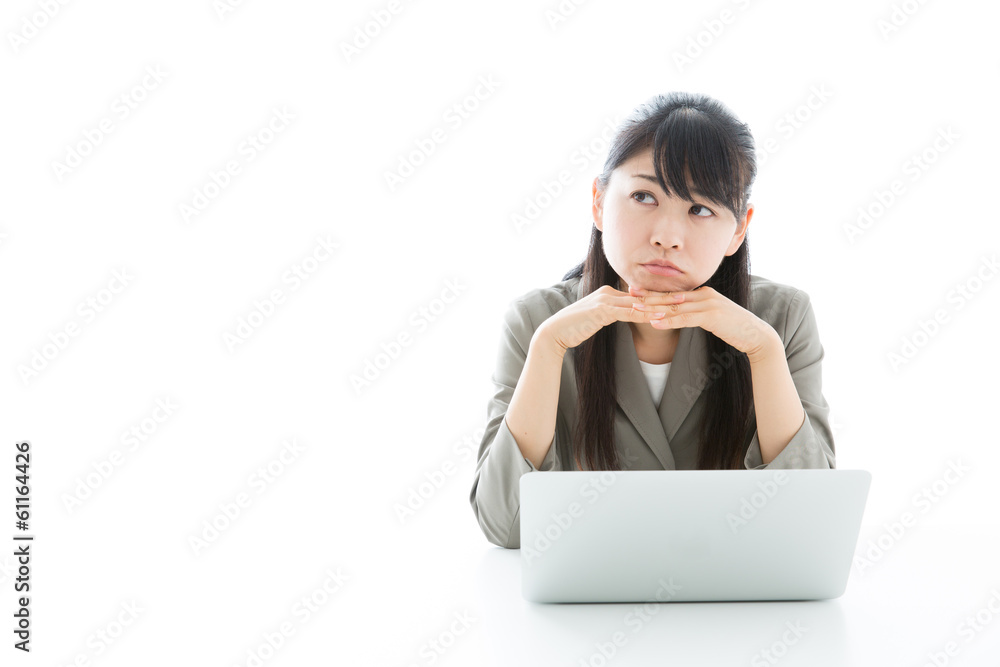 asian businesswoman working on white background asian businesswoman working on white background