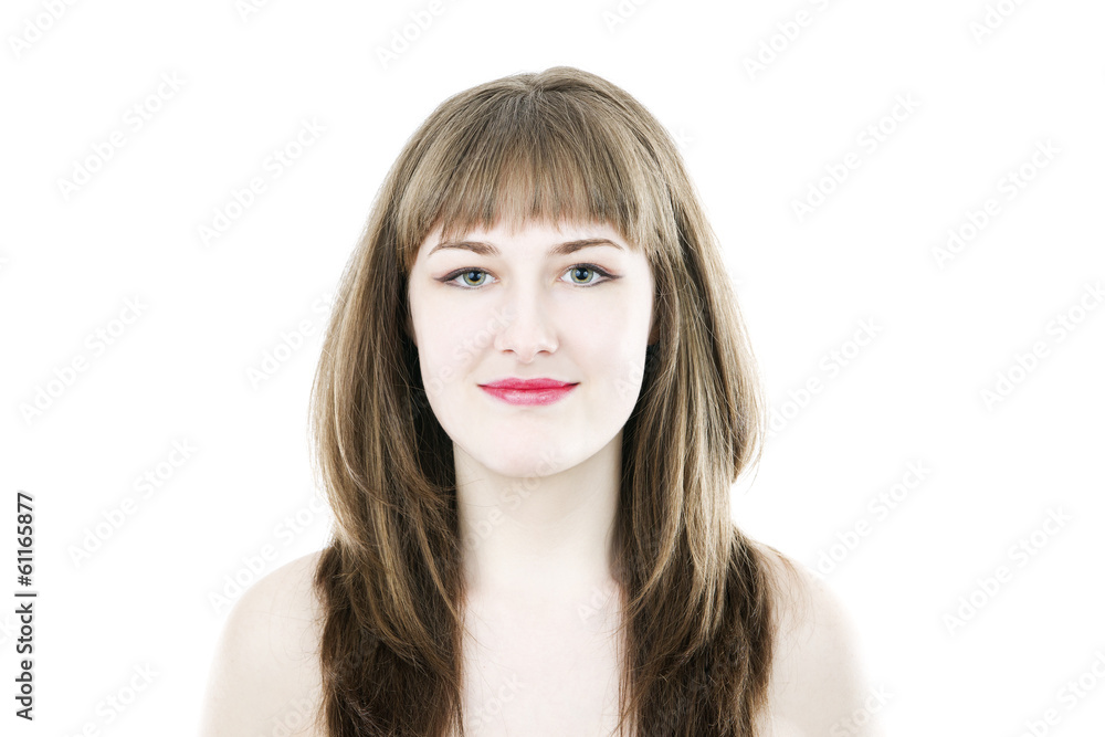 Portrait of beautiful girl on white background. Portrait of beautiful girl on white background.