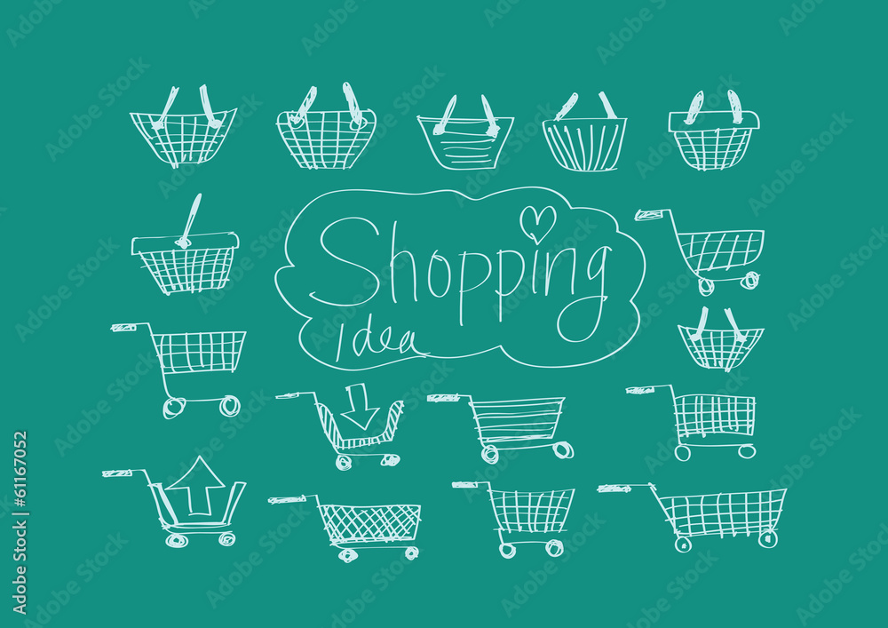 Hand draw sketch Shopping icons set Hand draw sketch Shopping icons set