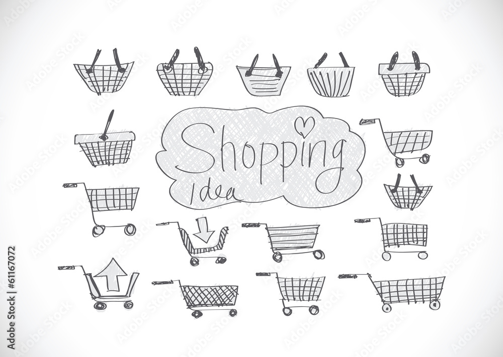 Hand draw sketch Shopping icons set Hand draw sketch Shopping icons set
