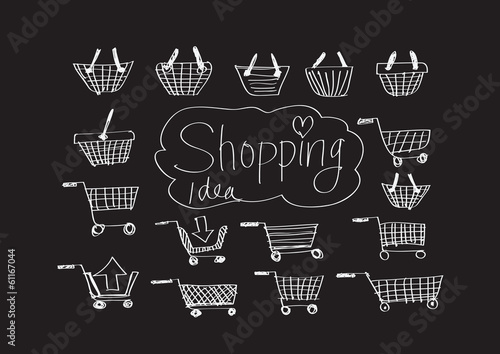 Hand draw sketch Shopping icons set