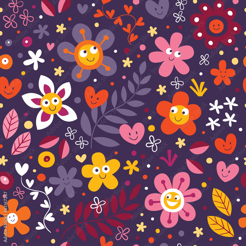 flowers and hearts seamless pattern flowers and hearts seamless pattern
