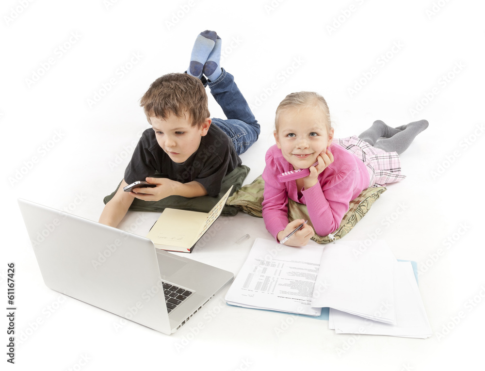 Child Boss and his child Secretary watching the Laptop Child Boss and his child Secretary watching the Laptop