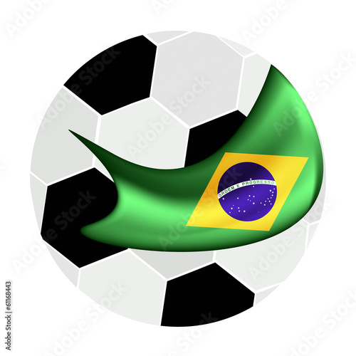 Soccer Ball and Brazilian Flag of Brazil 2014