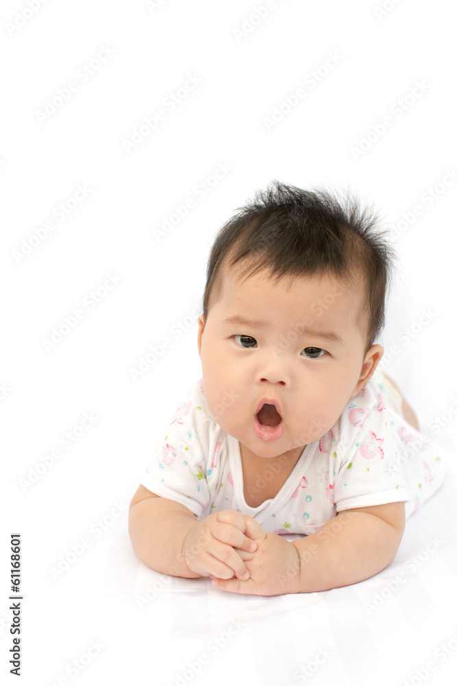 Asian baby girl on isolated white background Asian baby girl on isolated white background