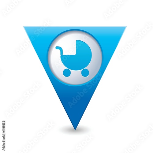 Map pointer with baby carriage icon
