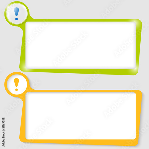 set of two text boxes for text with the exclamation mark