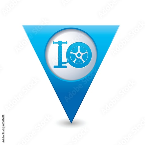 Car wheel and pump service icon on green map pointer