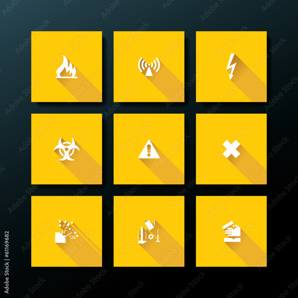 Vector flat warning icon set