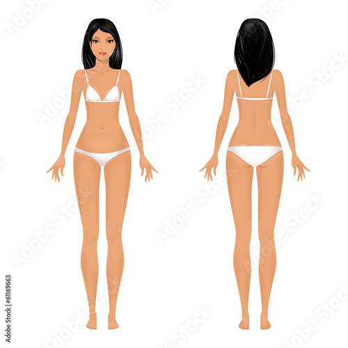 Female body template front and back.