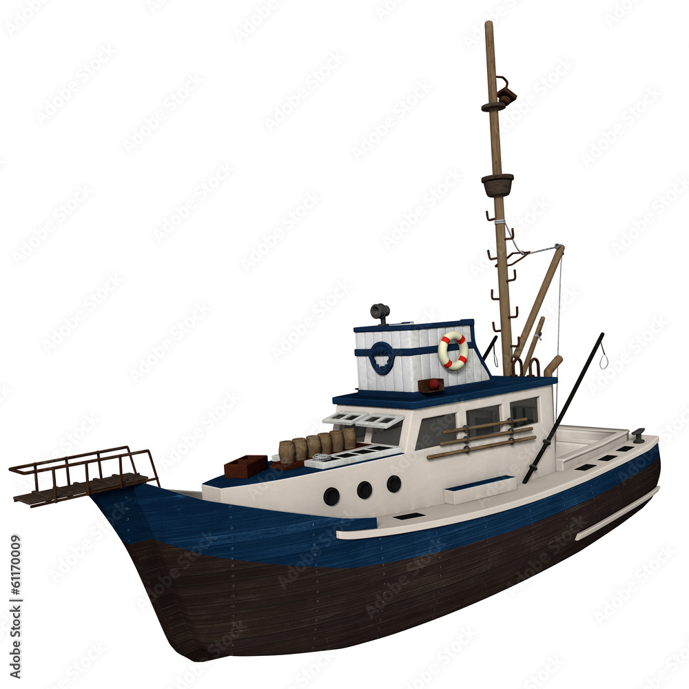 Naklejka premium 3d illustration of a fishing boat