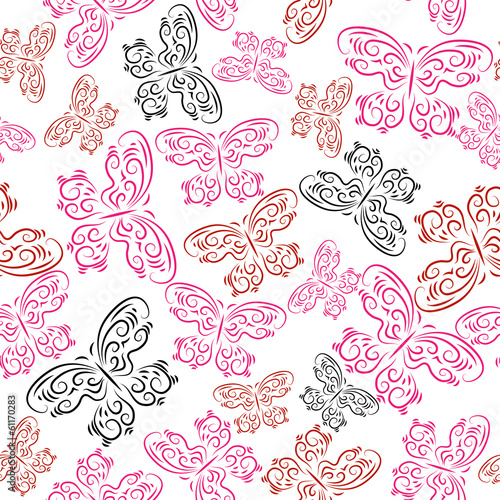 Pattern with colored decorative butterflies