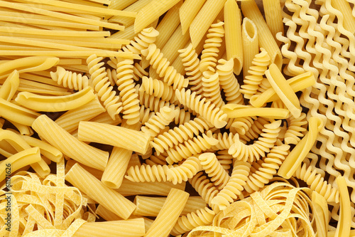 Obraz na plátne Variety of types and shapes of Italian pasta