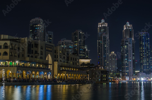 Downtown of Dubai  United Arab Emirates  at night