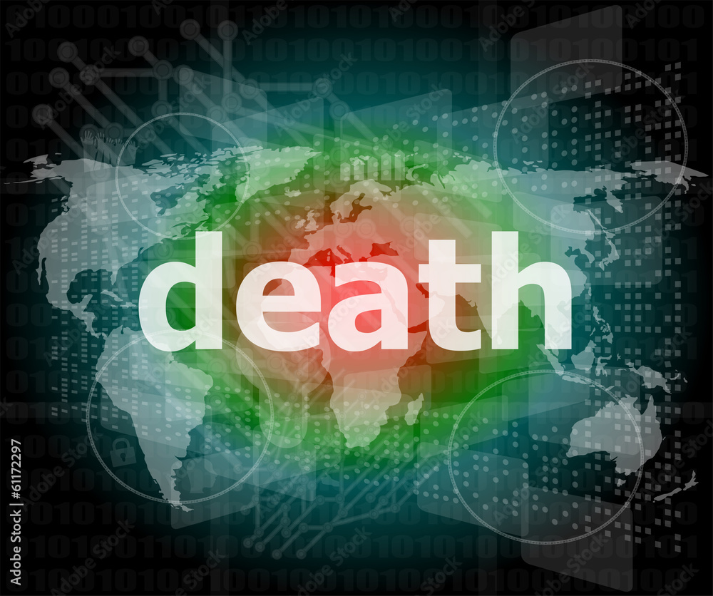 social concept: words death on digital touch screen