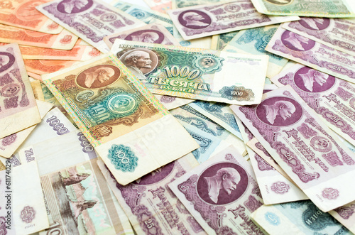 Old Russian banknotes photo