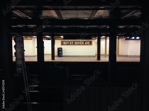 An empty subway station in New York