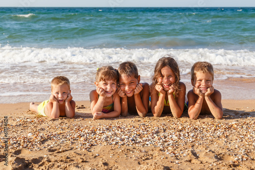 Five kids on the beach