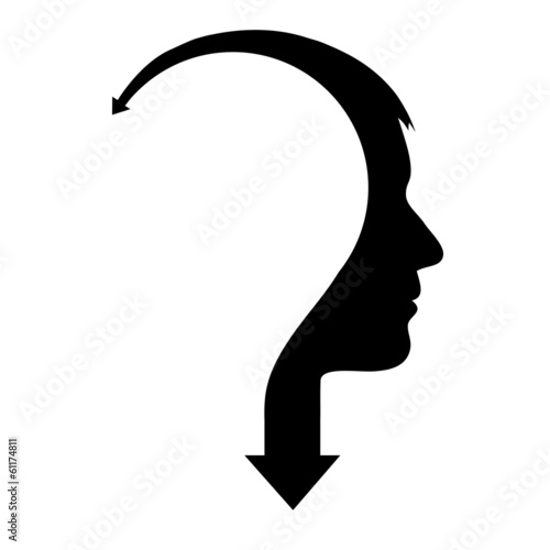 Abstract male head with arrow