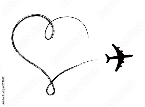 Heart shaped icon in air, made by plane