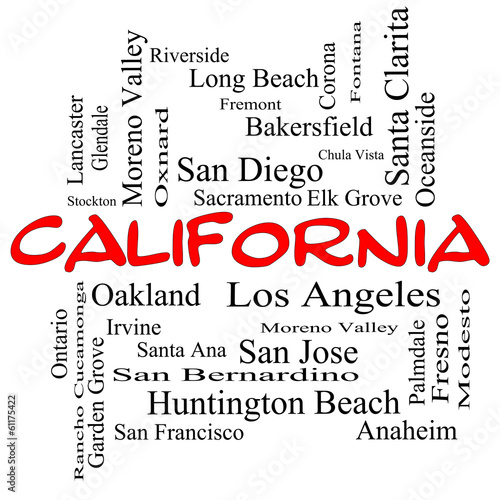 California State Word Cloud Concept in red caps #61175422