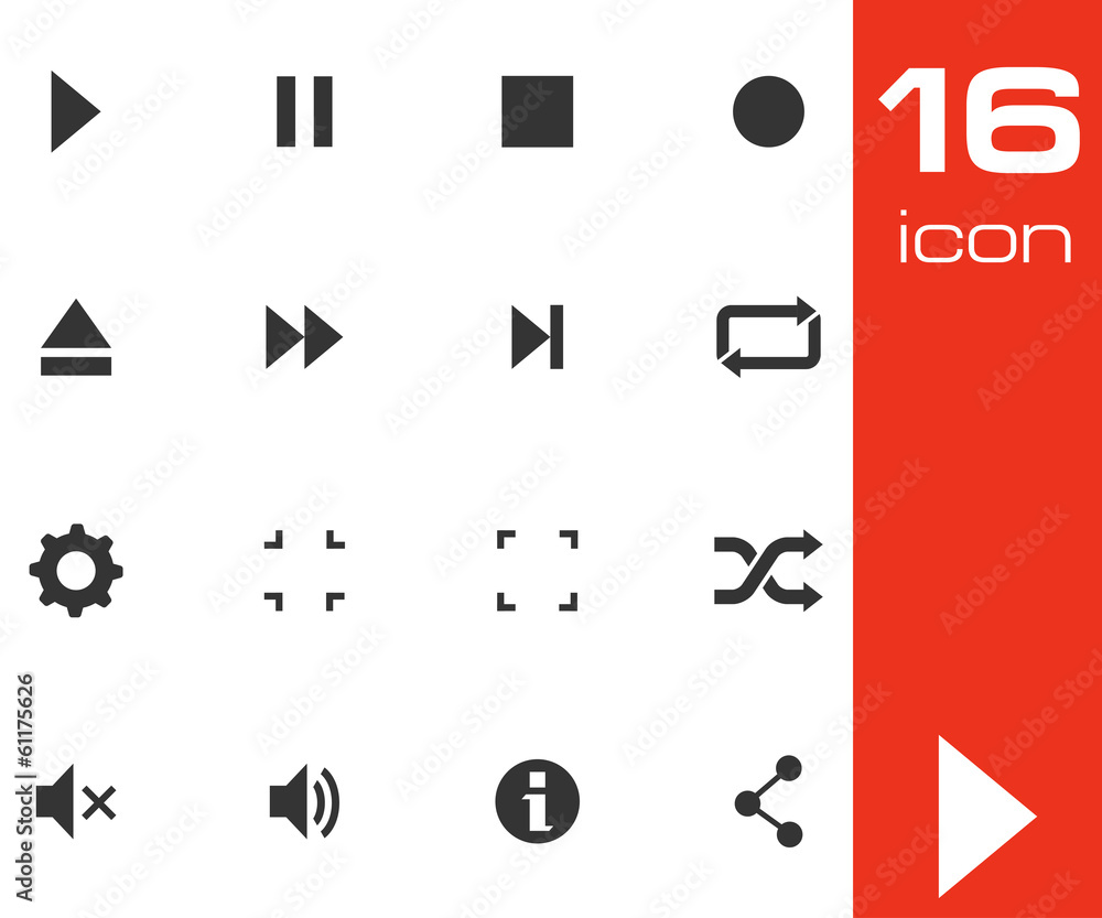 Vector black media buttons icons set Vector black media buttons icons set