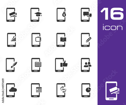 Vector black mobile icons set