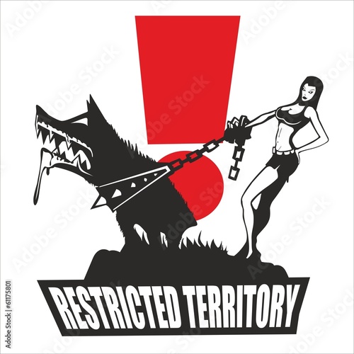Dog - sexy girl restricted territory, icon, vector