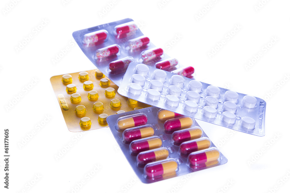 medicine pills on white background medicine pills on white background