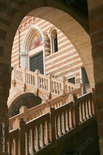 Vászonkép Stairs of an old building in Verona