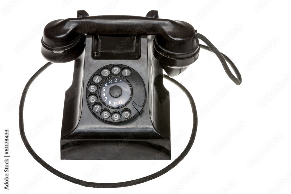 Classic old black rotary dial-up telephone Classic old black rotary dial-up telephone