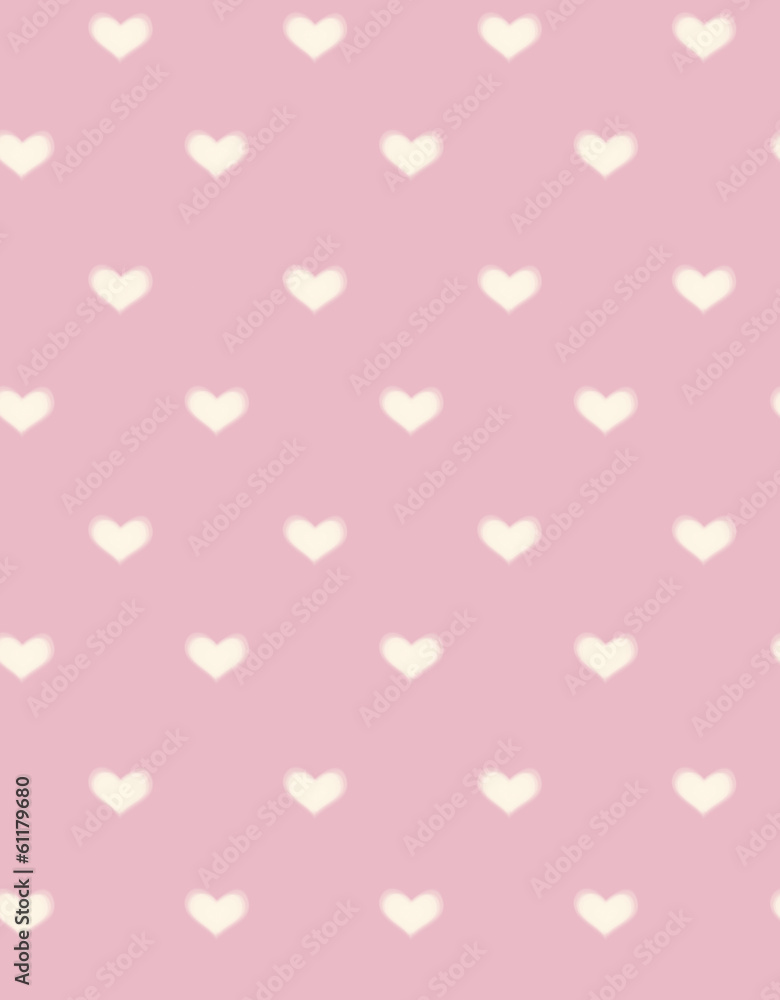 Vector seamless hearts pattern, blurred, soft effect.