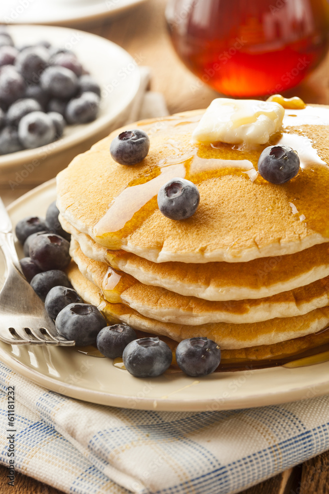 Homemade Buttermilk Pancakes with Blueberries and Syrup Homemade Buttermilk Pancakes with Blueberries and Syrup