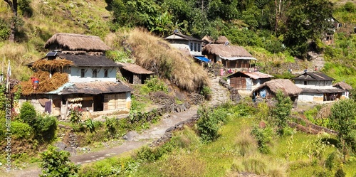 Obraz na plátně Beautiful village in western Nepal