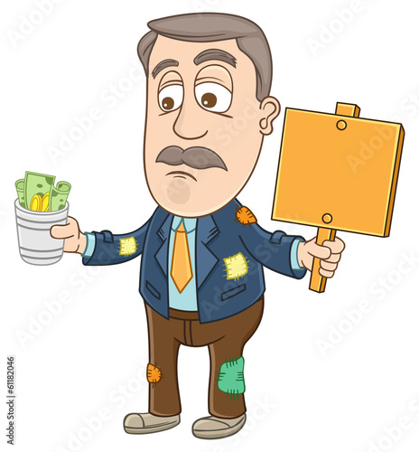 Businessman as a beggar by asking for money