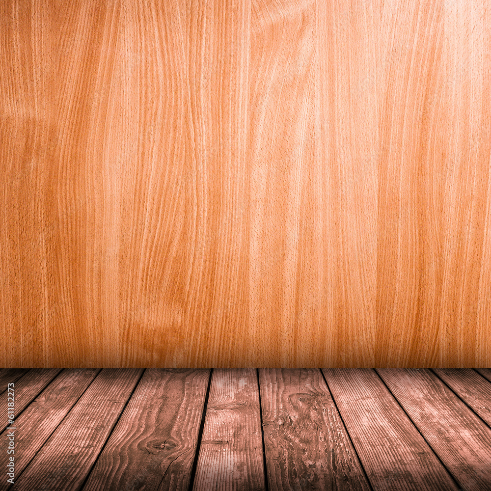 Wooden plate wall and floor interior background Wooden plate wall and floor interior background
