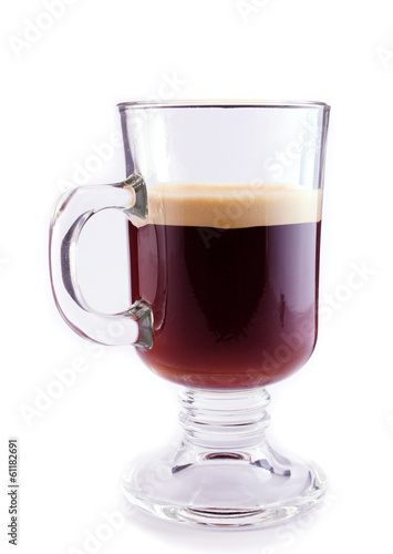 Coffee in a glass isolated on white