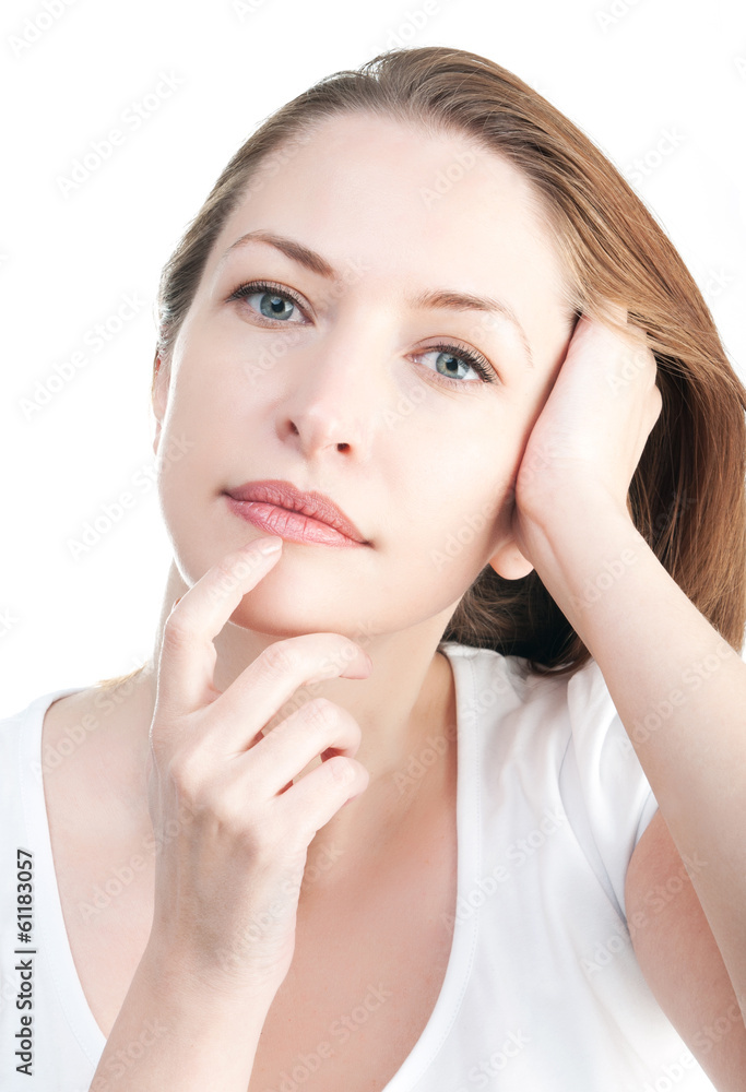Portrait of woman isolated on a white background Portrait of woman isolated on a white background