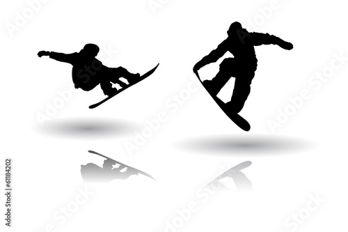 Snowboarding silhouette vectors