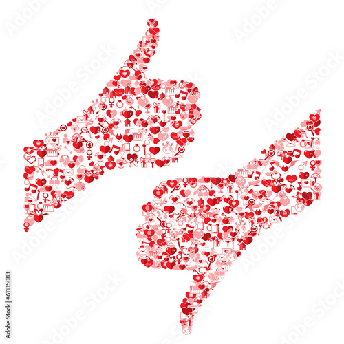 Template design Like symbol and thumb down Valentine's day idea