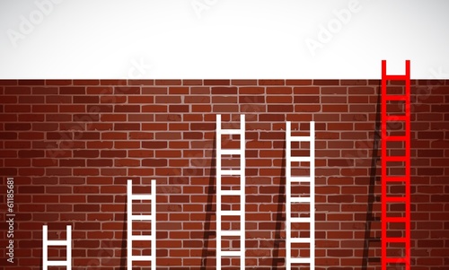 set of ladders and brick wall. illustration design