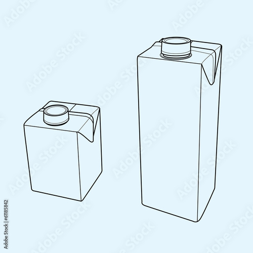 Milk carton with screw cap outline vector