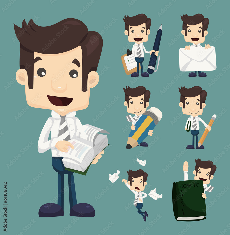 Set of businessman characters poses , office worker Set of businessman characters poses , office worker