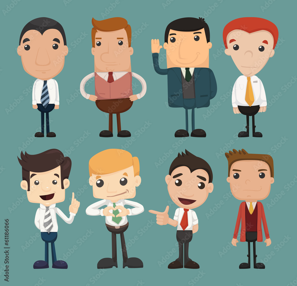 Set of businessman characters poses , office worker Set of businessman characters poses , office worker
