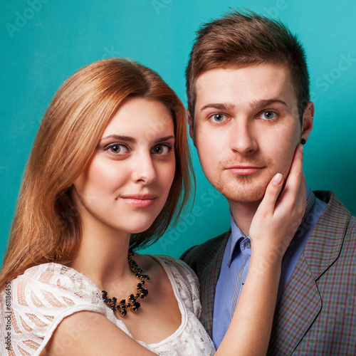 Portrait of young couple in love. Stodio shot photo