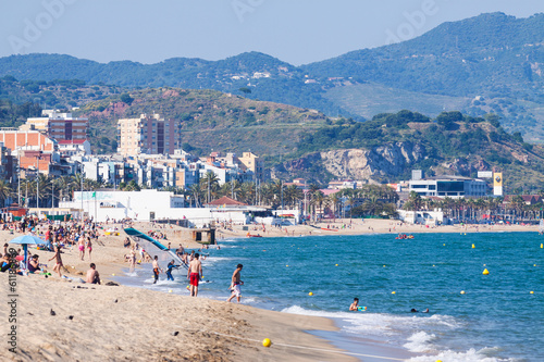 Canvas Print Sea beach in Badalona, Spain