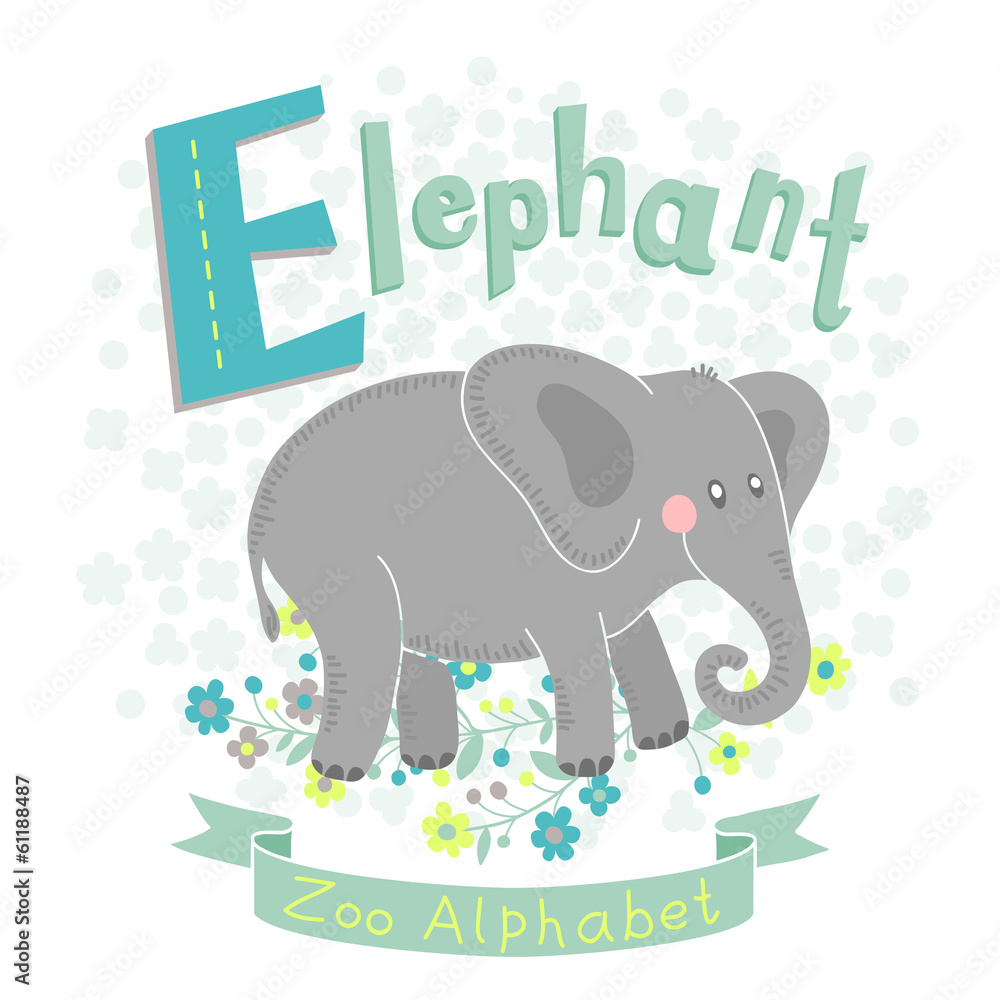 Naklejka premium Letter E - Elephant