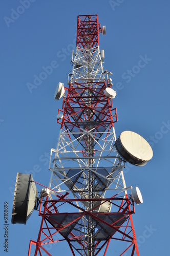 Construction of a telecommunications tower with antennas