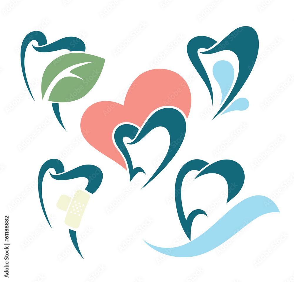 vector collection of healthy teeth, dental symbols and icons vector collection of healthy teeth, dental symbols and icons