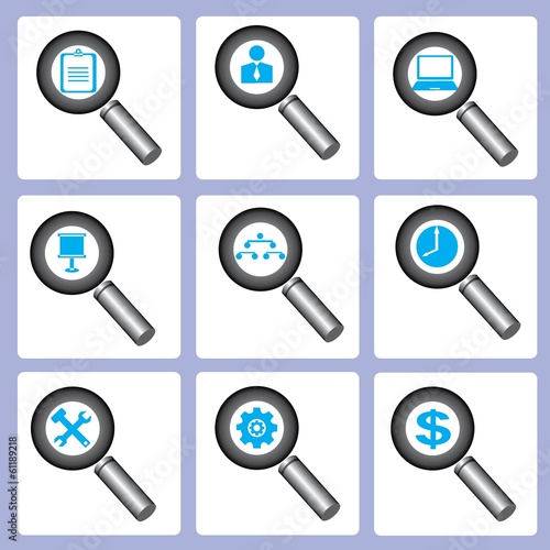 magnifier icons, management concept